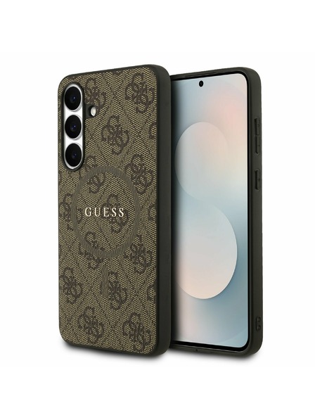 Guess Guess PU Piele 4G Inel Colorat MagSafe Carcasă Spate pentru Samsung Galaxy S25 FE Brown