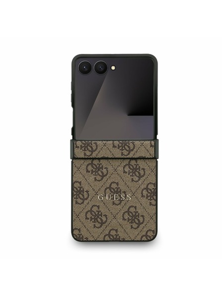Guess Guess PU Piele 4G Inel Colorat Magnetic Carcasă Spate pentru Samsung Galaxy Z Flip 7 Brown