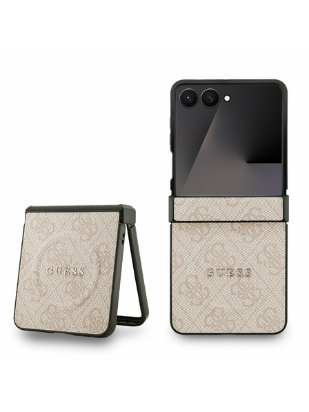 Guess Guess PU Piele 4G Inel Colorat Magnetic Carcasă Spate pentru Samsung Galaxy Z Flip 7 Pink