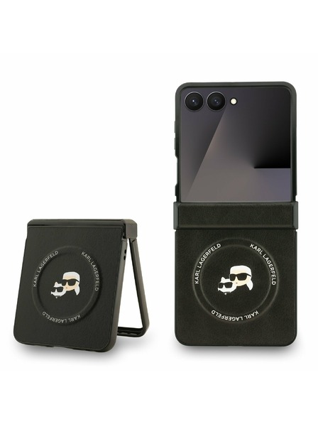 Karl Lagerfeld Karl Lagerfeld PU Karl and Choupette Heads Magnetic Carcasă Spate pentru Samsung Galaxy Z Flip 7 Black