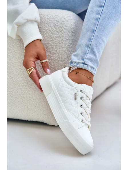 BIG STAR SHOES Adidași căptușiți pentru femei pe platformă Big Star – alb