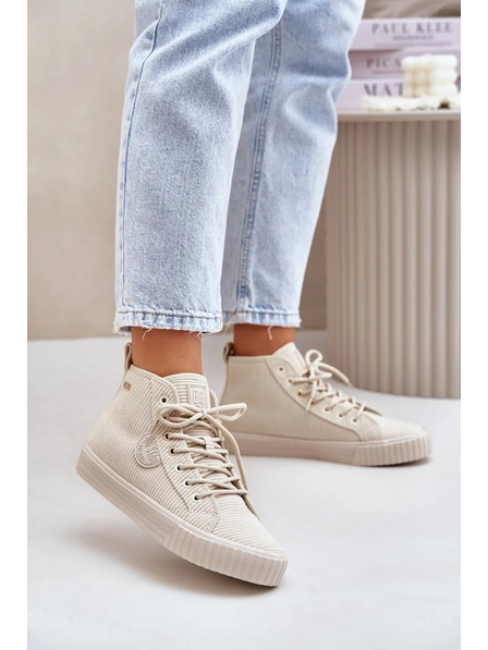 BIG STAR SHOES Adidași din velur căptușiți pentru femei Big Star Hi-Poly System - bej