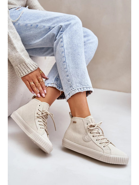 BIG STAR SHOES Adidași din velur căptușiți pentru femei Big Star Hi-Poly System - bej