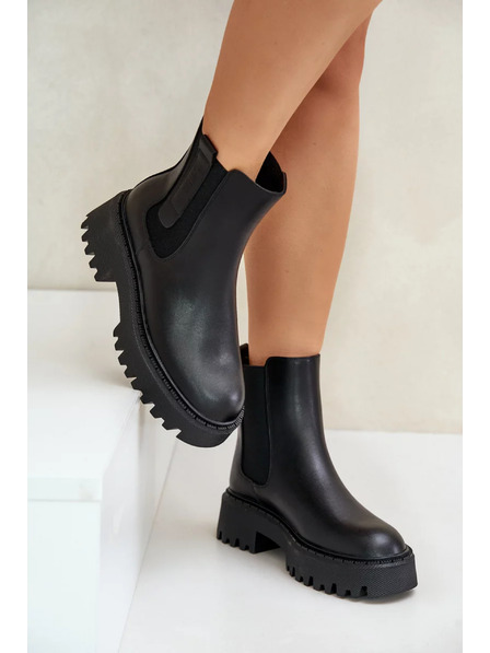 BIG STAR SHOES Cizme chelsea din piele căptușite pentru femei Big Star – negru