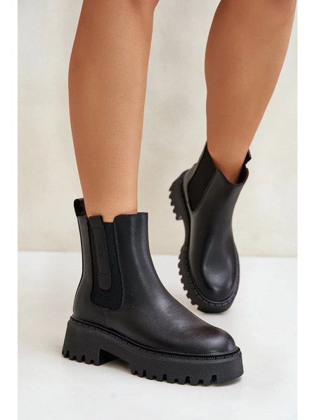 BIG STAR SHOES Cizme chelsea din piele căptușite pentru femei Big Star – negru