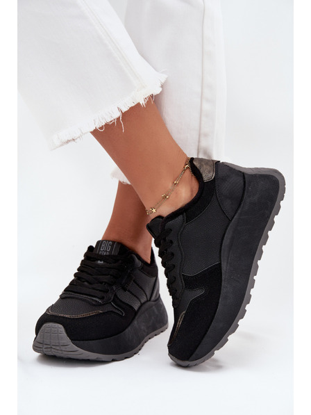 BIG STAR SHOES Adidași căptușiți pentru femei pe platformă Big Star HI-POLY SYSTEM – negru