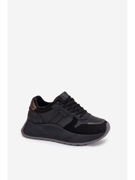 BIG STAR SHOES Adidași căptușiți pentru femei pe platformă Big Star HI-POLY SYSTEM – negru