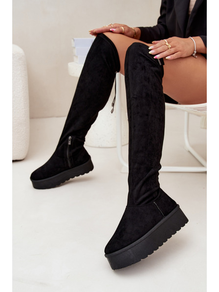 BIG STAR SHOES Cizme pentru femei peste genunchi pe platformă Big Star – negre