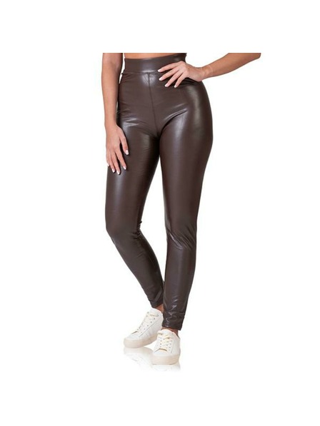 Bellinda RELAX & GO LEATHEROPTIC LEGGINGS - Colanți aspect piele pentru femei - maro închis