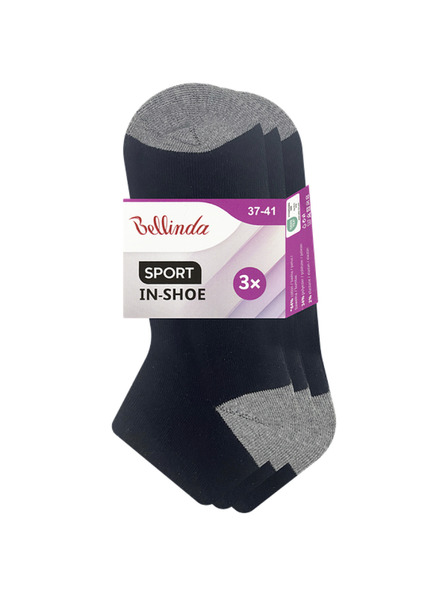 Bellinda SPORT WOMEN IN-SHOE 3x - Șosete sport tobogane pentru femei 3 perechi - negru