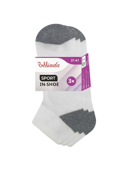 Bellinda SPORT WOMEN IN-SHOE 3x - Șosete sport tobogane pentru femei 3 perechi - alb