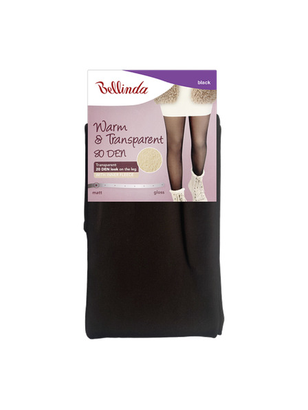 Bellinda WARM & TRANSPARENT 80 DEN WITH FLEECE - Ciorapi caldi pentru femei 80 DEN cu fleece - negru