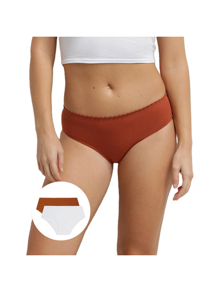 DIM DIM BODY TOUCH MIDI BRIEF 2x - Chiloți pentru femei 2 buc - cărămiziu - alb