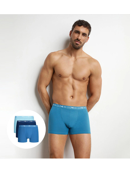 DIM DIM COTTON STRETCH BOXER 3x - Boxeri pentru barbati 3 bucati - albastru deschis - albastru inchis