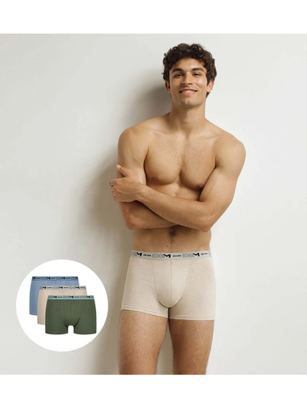 DIM DIM GOTS COTTON STRETCH BOXER 3x - Boxeri din bumbac bio pentru barbati 3 bucati - verde - maro deschis - albastru deschis