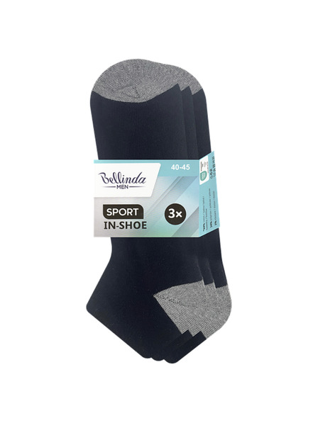 Bellinda SPORT MEN IN-SHOE 3x - Ciorapi pentru barbati pana la glezna 3 perechi - negru