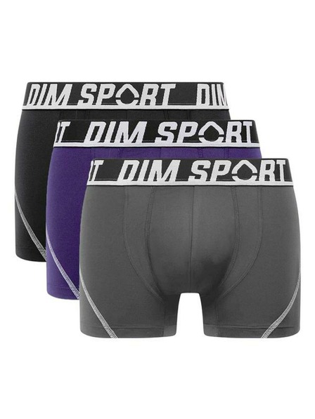 DIM DIM SPORT MICROFIBRE BOXER 3x - Boxeri sportivi bărbătești 3 buc - gri - albastru - negru