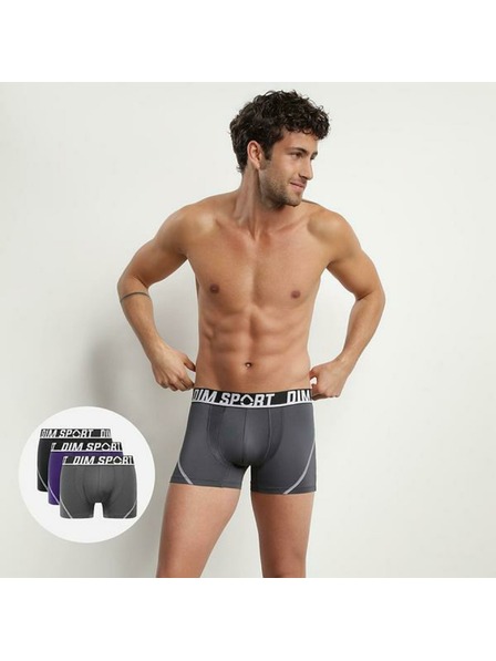 DIM DIM SPORT MICROFIBRE BOXER 3x - Boxeri sportivi bărbătești 3 buc - gri - albastru - negru