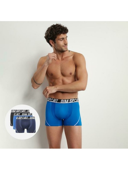 DIM DIM SPORT MICROFIBRE BOXER 3x - Boxeri sportivi bărbătești 3 buc - negru - albastru