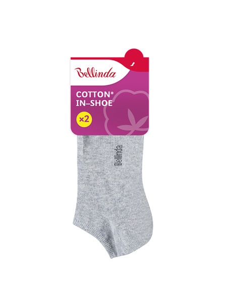 Bellinda Set de două perechi de șosete de damă în gri Bellinda COTTON IN-SHOE SOCKS 2x
