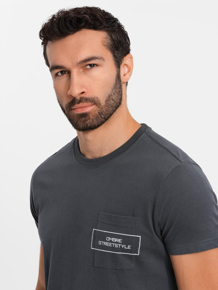 Ombre Clothing Tricou de bumbac pentru bărbați cu buzunar imprimat Ombre Streetstyle Ombre Îmbrăcăminte Ombre