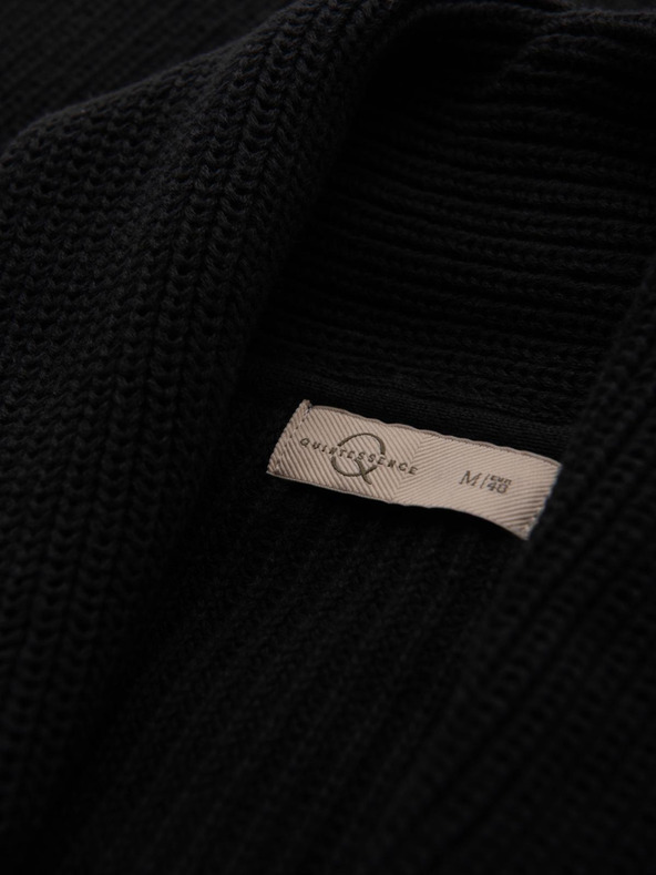 Ombre Clothing Pulover bărbătesc din bumbac cu guler șal - negru V4 OM-SWCD-0153 Ombre Clothing