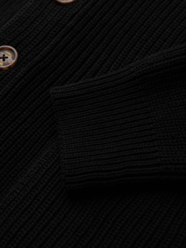 Ombre Clothing Pulover bărbătesc din bumbac cu guler șal - negru V4 OM-SWCD-0153 Ombre Clothing