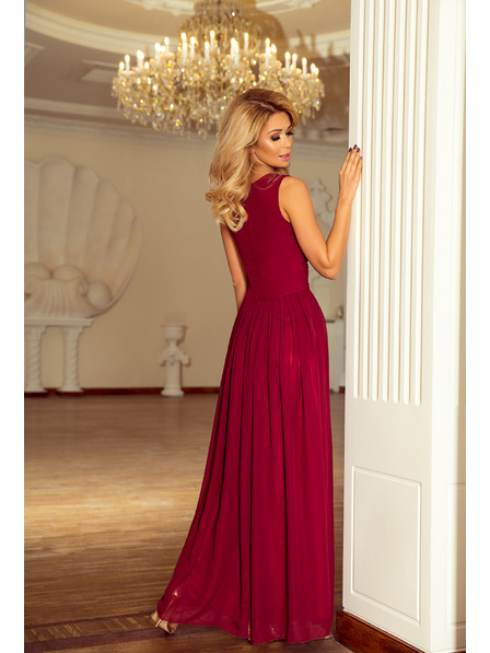 numoco Rochie MAXI din șifon - culoare burgundy