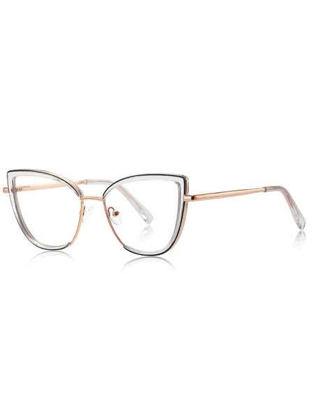 VEYREY VeyRey ochelari de soare cat-eye pentru femei cu filtru lumina albastra Phuftes rama aurie lentile transparente