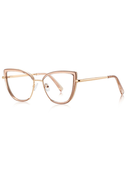 VEYREY VeyRey ochelari de soare cat-eye pentru femei cu filtru lumina albastra Glish rama aurie lentile transparente