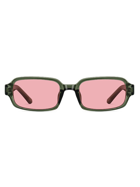 VEYREY VeyRey ochelari de soare cu rama unghiulară Nonmock rama verde lentile roz