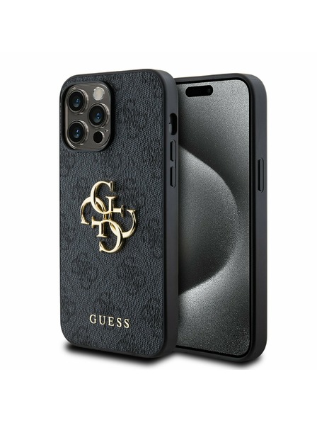 Guess Guess PU 4G Metal Logo Carcasă Spate pentru iPhone 14 Pro Max Grey