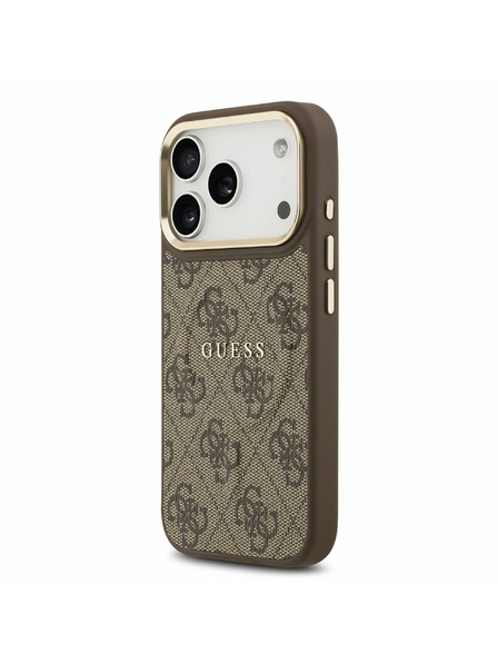 Guess Guess PU Leather 4G Gold Frame MagSafe Carcasă Spate pentru iPhone 17 Pro Brown