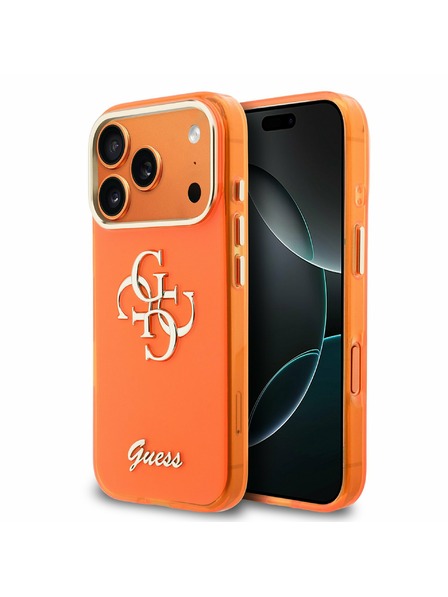 Guess Guess IML 4G Script Metal Logo Carcasă Spate pentru iPhone 17 Pro Orange