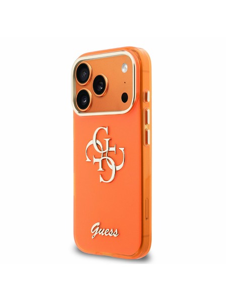 Guess Guess IML 4G Script Metal Logo Carcasă Spate pentru iPhone 17 Pro Max Orange