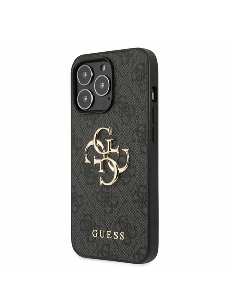 Guess PU 4G Metal Logo Zadní Kryt pro iPhone 13 Pro Grey Carcasa de telefon