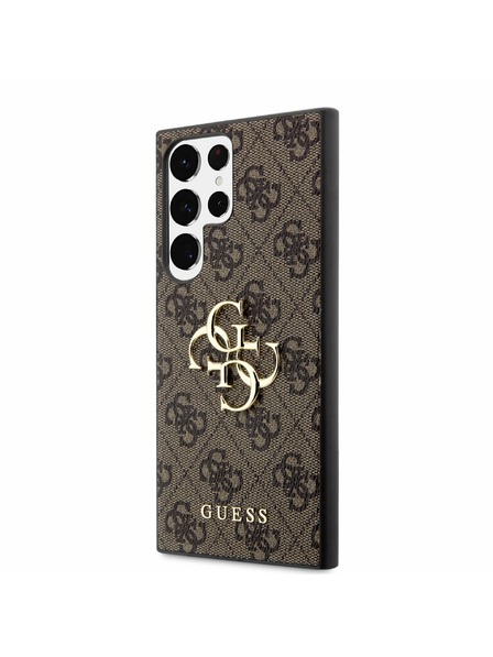 Guess Guess PU 4G Metal Logo Back Cover pentru Samsung Galaxy S23 Ultra Brown