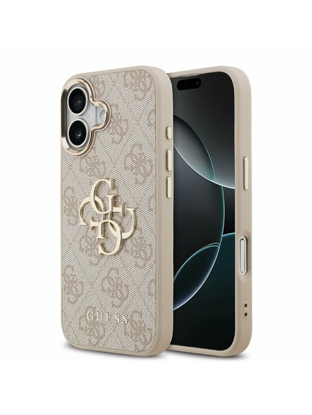 Guess Guess PU Leather 4G Metal Logo Gold Frame Carcasă Spate pentru iPhone 17 Pink