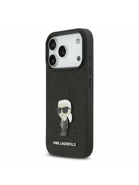 Karl Lagerfeld Karl Lagerfeld Fixed Glitter Metal Ikonik Carcasă Spate pentru iPhone 17 Pro Black