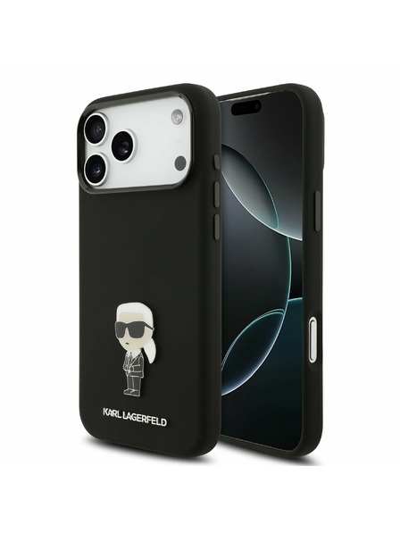 Karl Lagerfeld Karl Lagerfeld Liquid Silicone Metal Ikonik Carcasă Spate pentru iPhone 17 Pro Max Black