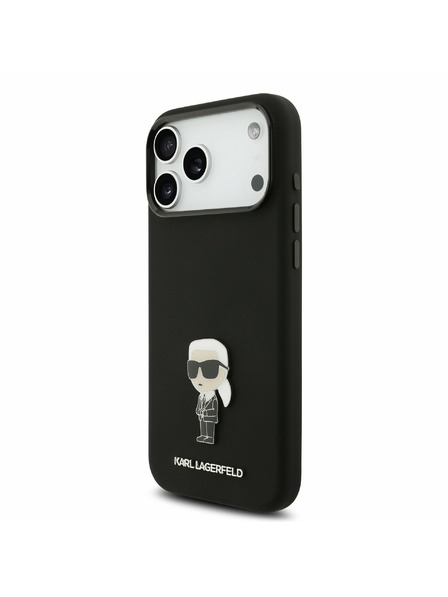 Karl Lagerfeld Karl Lagerfeld Liquid Silicone Metal Ikonik Carcasă Spate pentru iPhone 17 Pro Max Black