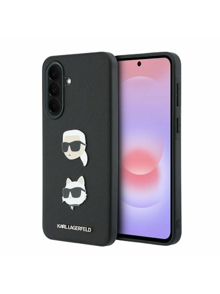 Karl Lagerfeld Karl Lagerfeld Liquid Silicone Metal Karl and Choupette Carcasă Spate pentru Samsung Galaxy A37 Black