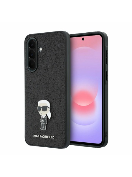 Karl Lagerfeld Karl Lagerfeld Fixed Glitter Metal Ikonik Carcasă Spate pentru Samsung Galaxy A37 Black