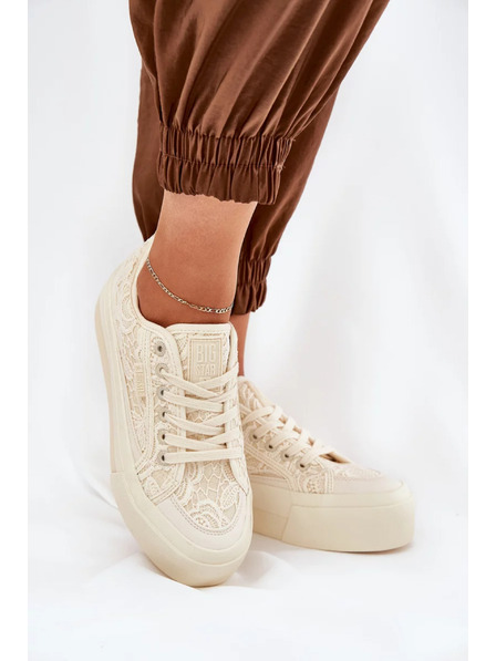 BIG STAR SHOES Adidași din dantelă pentru femei Big Star – bej