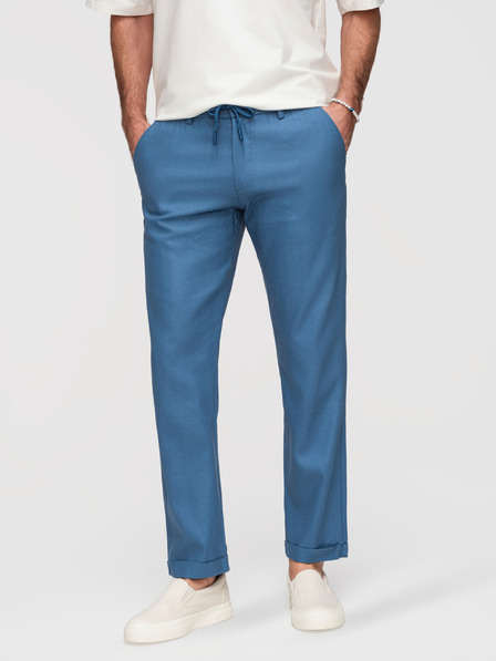 Ombre Clothing Pantaloni chino pentru bărbați din amestec de in - denim albastru V5 P1522 Ombre Clothing