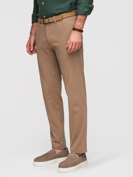 Ombre Clothing Pantaloni chino pentru bărbați REGULAR FIT cu textură fină - bej închis V2 P1518 Ombre Clothing