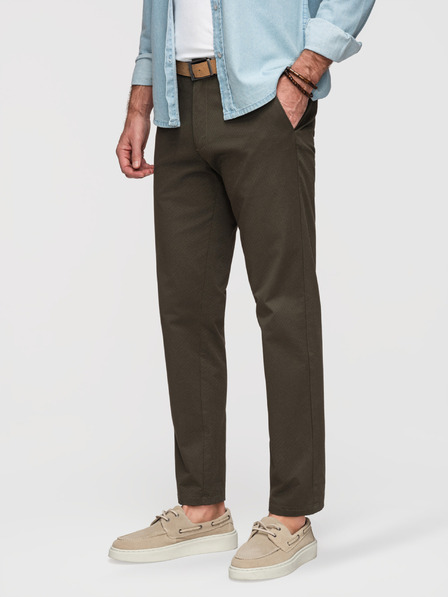 Ombre Clothing Pantaloni chino pentru bărbați REGULAR FIT cu textură fină - verde închis V4 P1518 Ombre Clothing