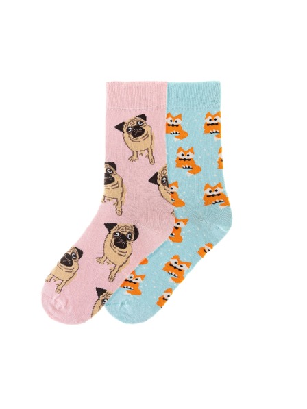 Funky Steps Funky Steps set de șosete pentru femei cu motiv vulpe și câini FSC109