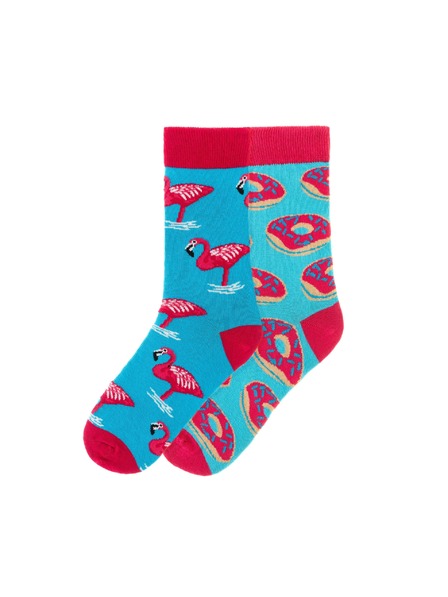 Funky Steps Funky Steps set de șosete pentru femei cu motiv flamingo și gogoașă FSC126