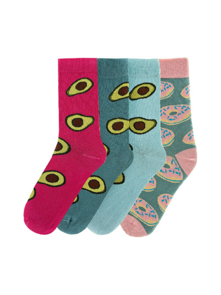 Funky Steps Funky Steps set de șosete pentru femei cu motiv avocado și gogoașă FSC047
